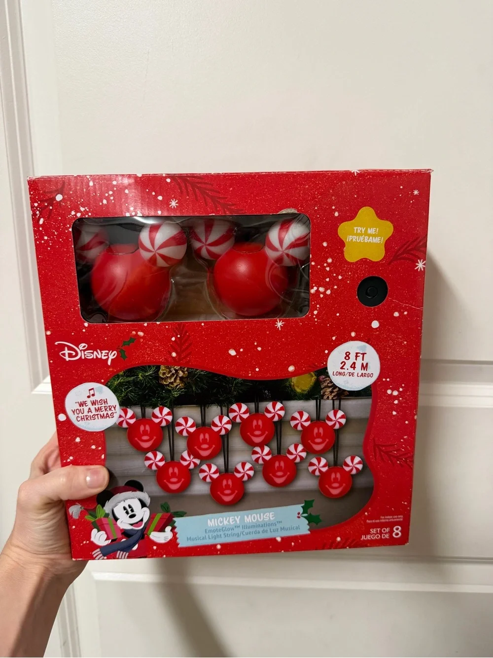 Disney Mickey Mouse Red Peppermint String Lights Holiday Home Decor